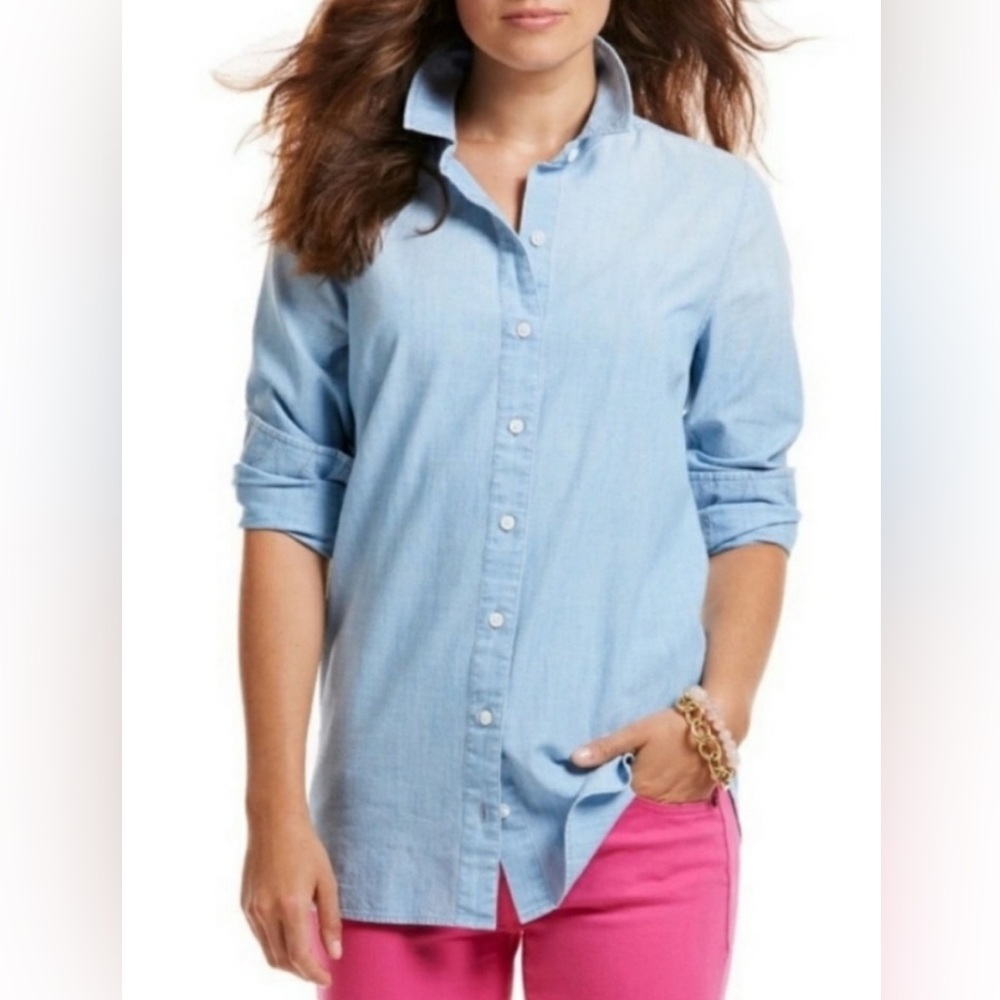 Vineyard Vines Women’s Long Sleeve Relaxed Fit Chambray Button Down Shirt Size 6